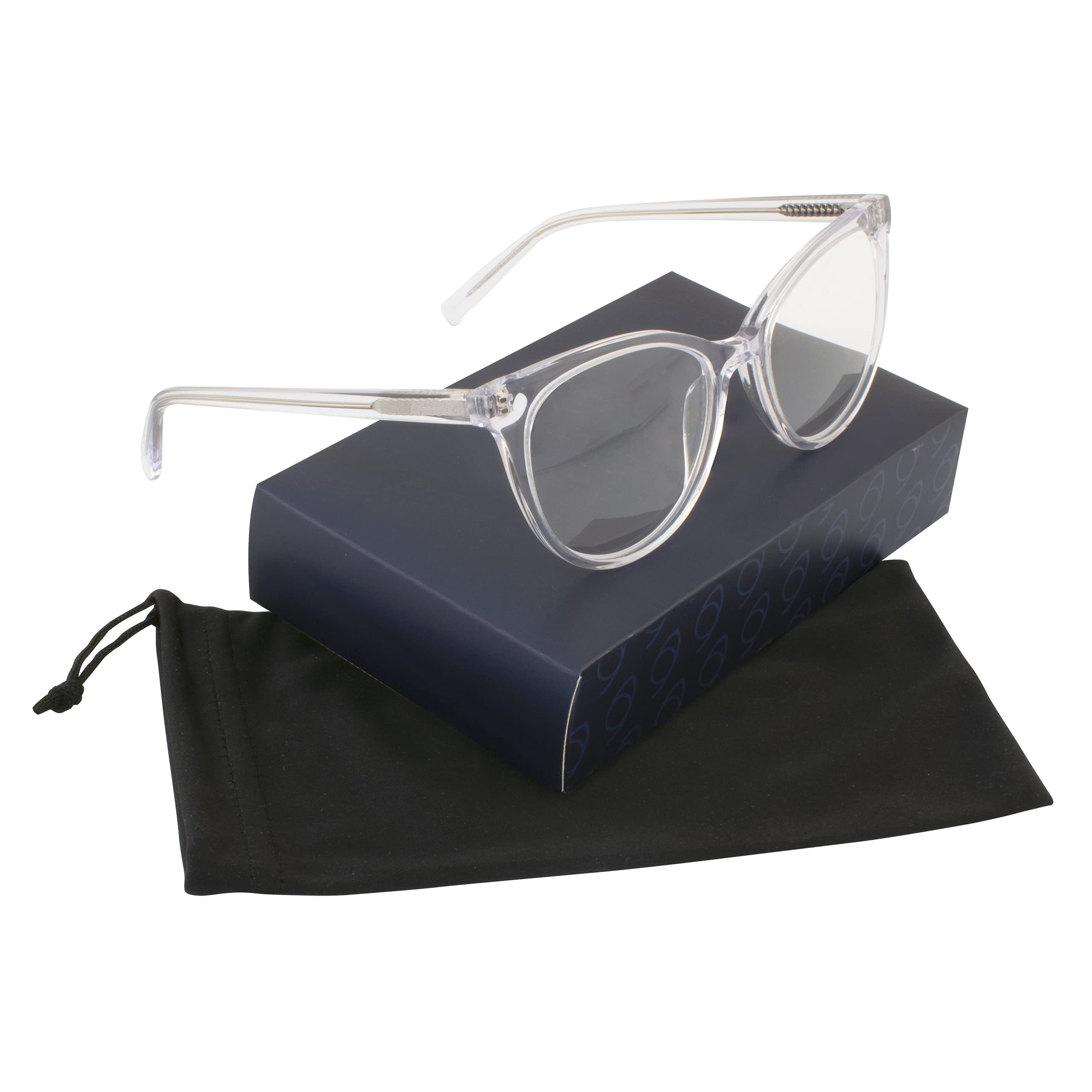 Betaview Clear Frame Acetate Reading Glasses for Women (+2.50) | Quality Handmade Ladies Reading Glasses | Lightweight Designer Style Readers for Women