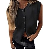 GORGLITTER Women's Button Up Sweater Vest Crewneck Sleeveless Knit Sweater Tank Top