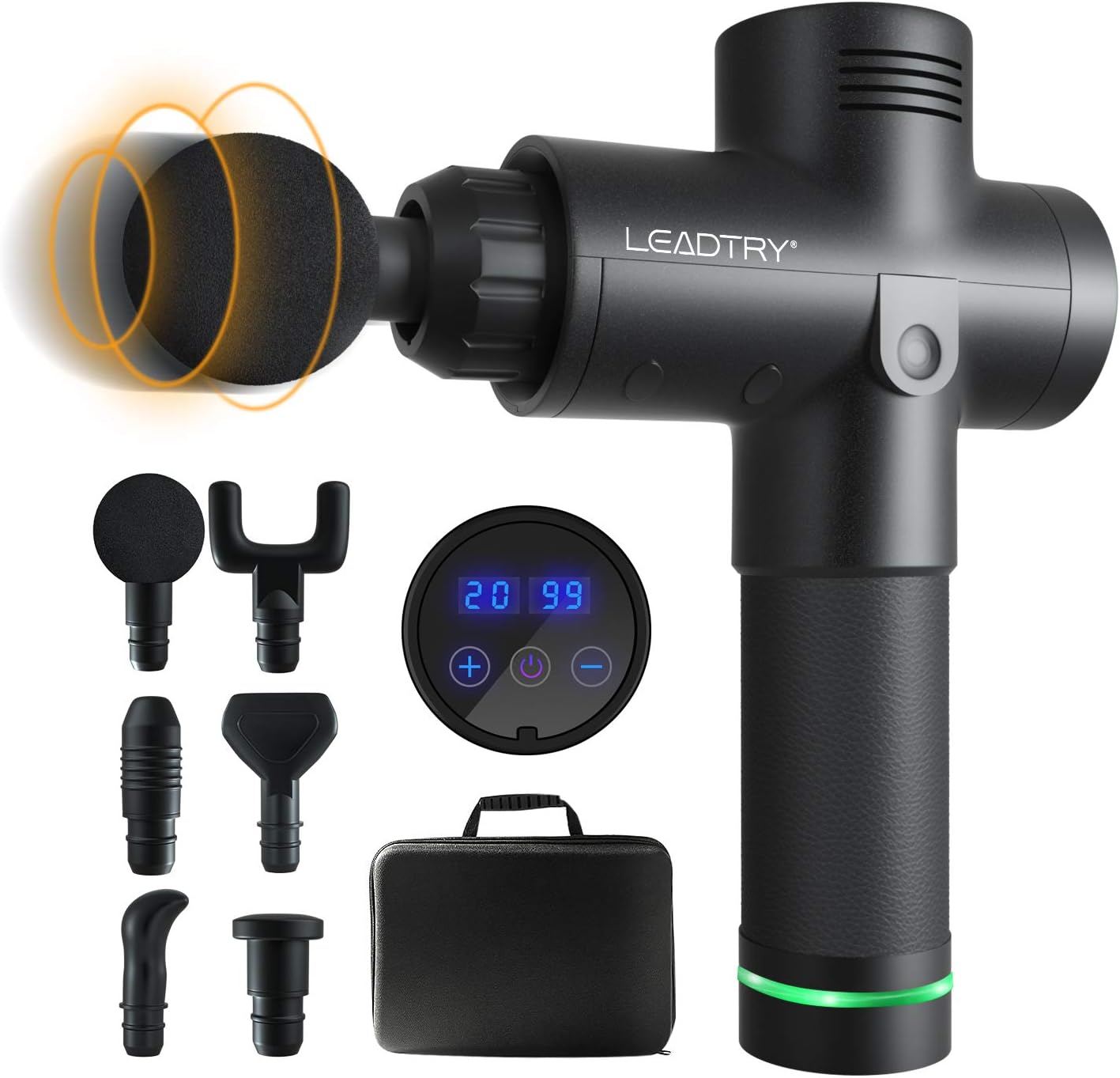 Muslce Massage Gun for Professional Leadtry G8,Handheld Deep Tissue Percussion Muscle Massager with 20 Speeds and 6 Types of Massage Heads for Pain Relief,Super Quiet Brushless Motor