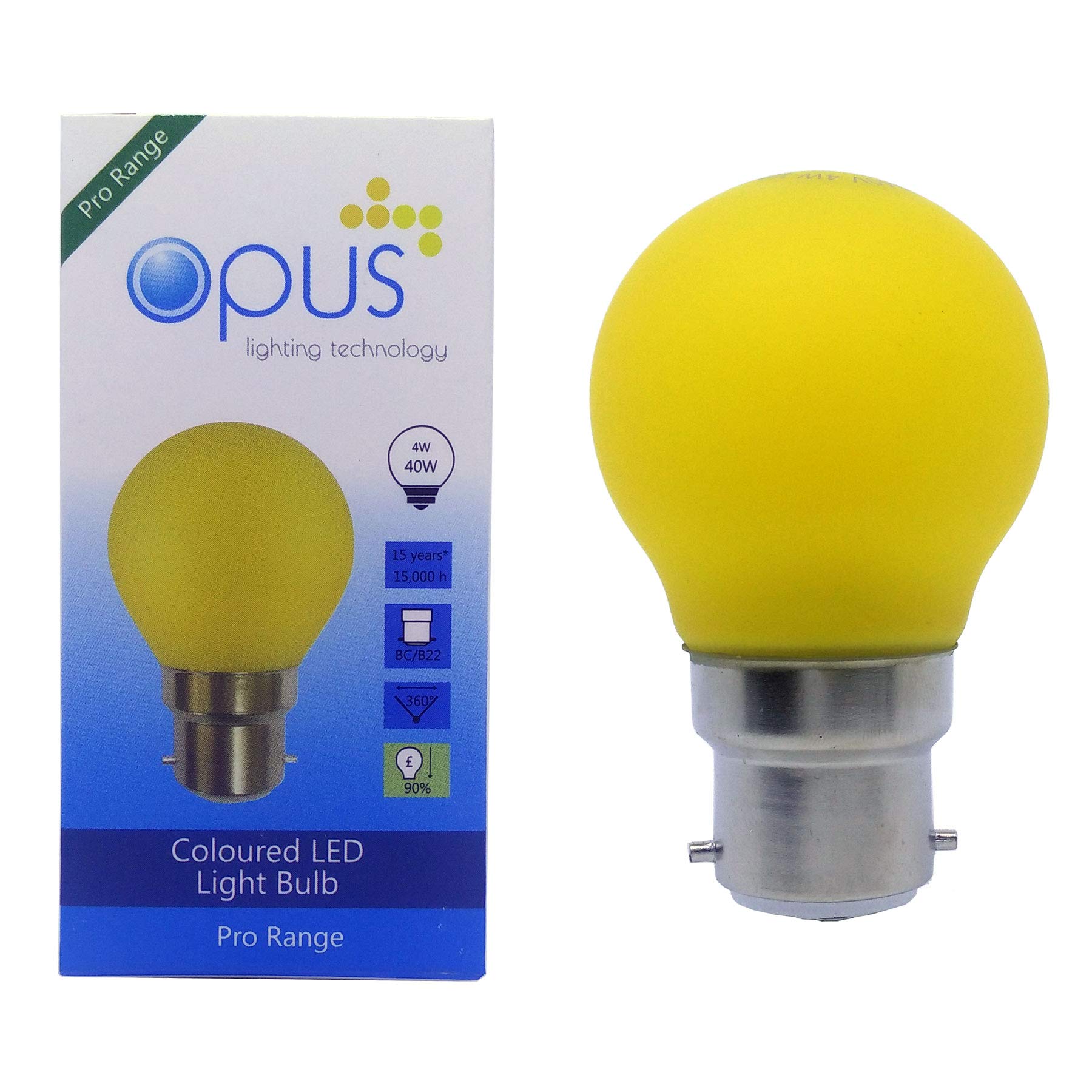 Opus 4 watt Golfball BC B22 Bayonet Cap Yellow Light Bulb