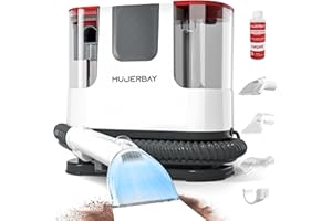 Upholstery Carpet Cleaner, MUJERBAY® 12Kpa Portable Spot and Stain Cleaner, Easy Move with Universal Wheels & Handle, 1.18-inch Deep Cleaning Machine for Couch, Stairs, Car and Pet Messes. Red