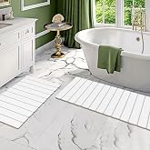 Setguopal 2 Pack Stone Bath Mats Foldable Non-Slip Quick Dry Bathroom Rugs | White Super Absorbent Diatomaceous Earth. Folds Flat for Compact Storage. Easy to Clean. Sandpaper Included for Stain Removal