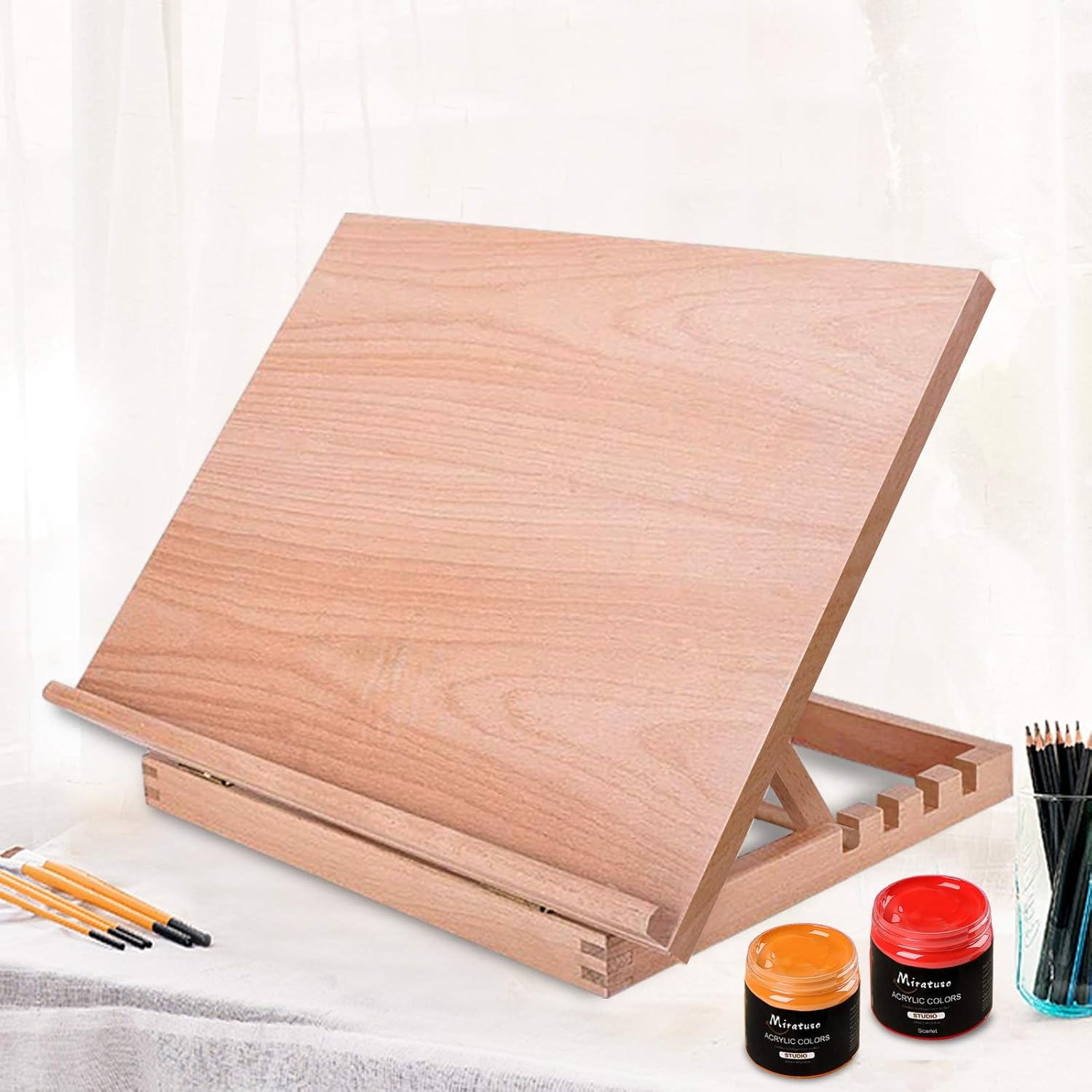 MIRATUSO Desktop Drawing Board A3 Desk Easel Sketching Board 4Position