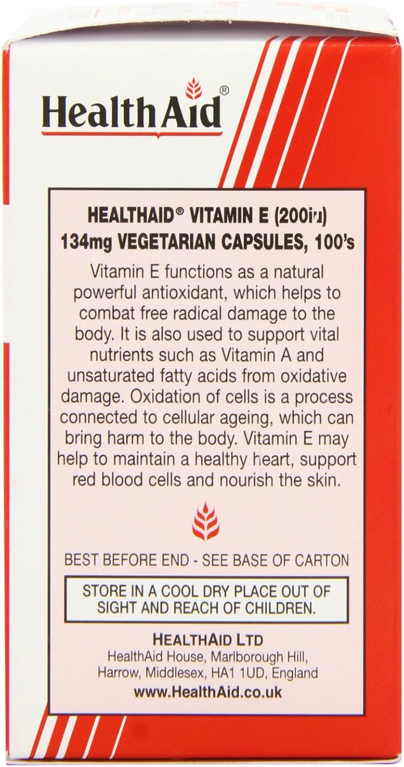 HealthAid Vitamin E 200iu, 100 Vegicaps, No, 100 count (Pack of 1) - Image 5