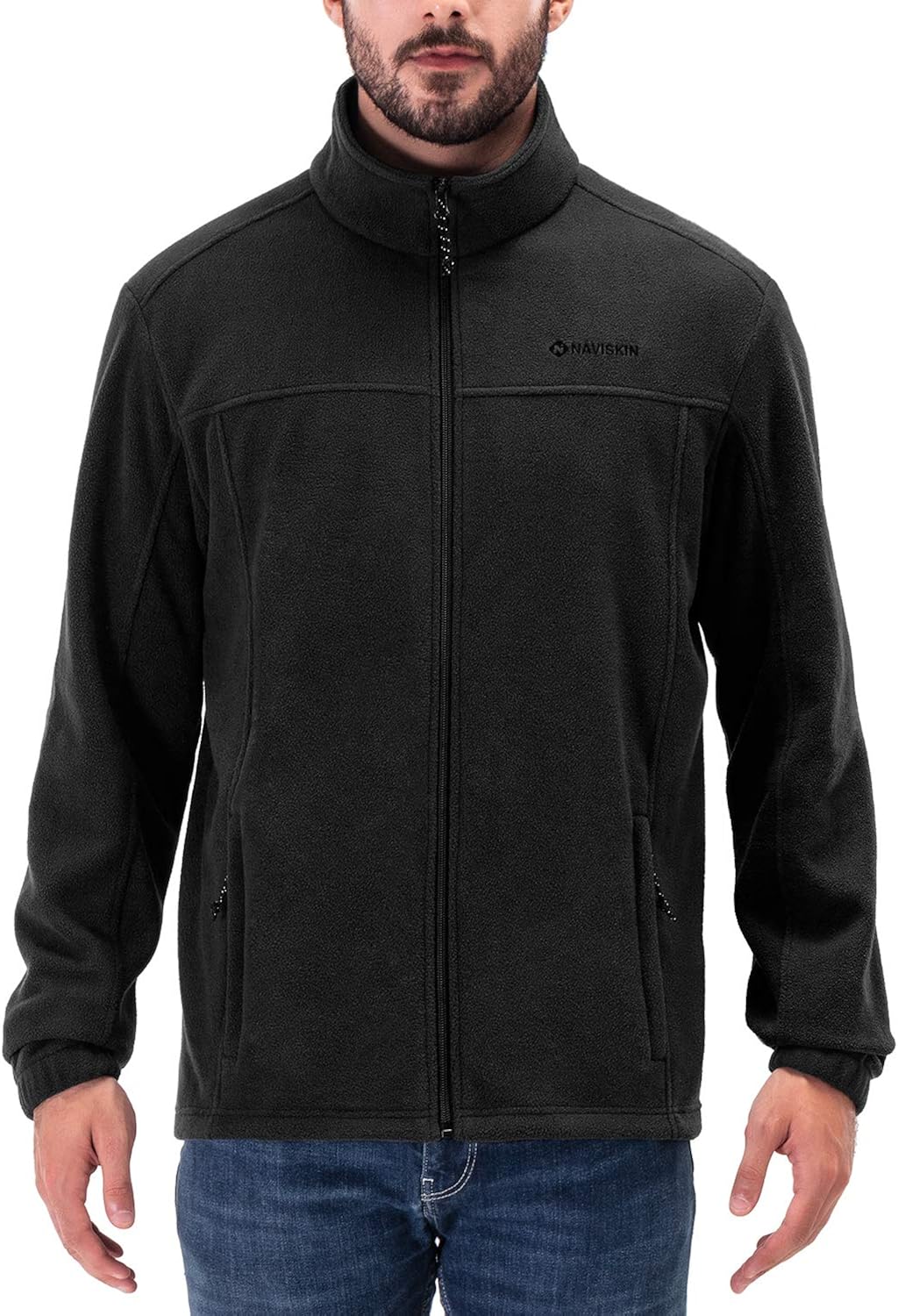 Naviskin Men's Full Zip Fleece Jacket Soft Light Outdoor Jacket: Clothing