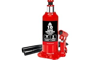 Jack Boss Bottle Jack 10 Ton (20,000 LBs) Hydraulic Car Jack, Fit for Auto Truck Repair and House Lift, Red