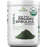 Zazzee USDA Organic Spirulina Powder 2.2 Pounds (1 KG), 303 Servings, 100% Pure and Non-Irradiated, Vegan, All-Natural, and N