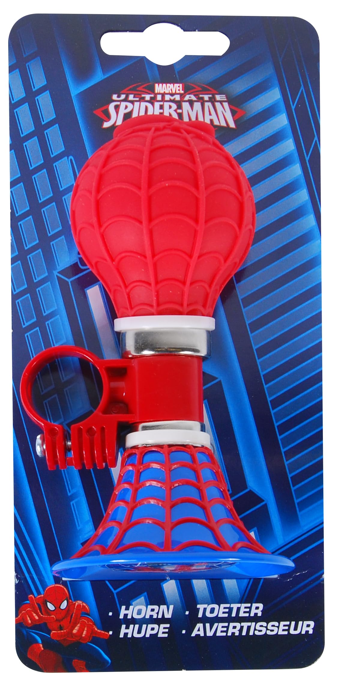 Marvel Spiderman Kids Bike Horn - Easy Attach Bicycle Bell for Kids Bikes, Loud Toot-Toot Sound Bicycle Horn - Officially Licensed Fun Themed Bike Accessories for Girls and Boys & Young Cycling Fans