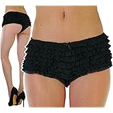 ToBeInStyle Women’s Mesh Ruffle Lace Cheeky Boyshort Panty Booty Shorts Burlesque Retro Style