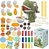Play Dough Sets for Kids 3-8, Dinosaur Noodle Maker Toy, Playdough Set with Dinosaur Modle Eggs, Kitchen Toy Playdough Clay f
