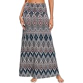 ZXIHZF Women’s Casual Soft Foldover High Waist Maxi Long Skirt Versatile Dress