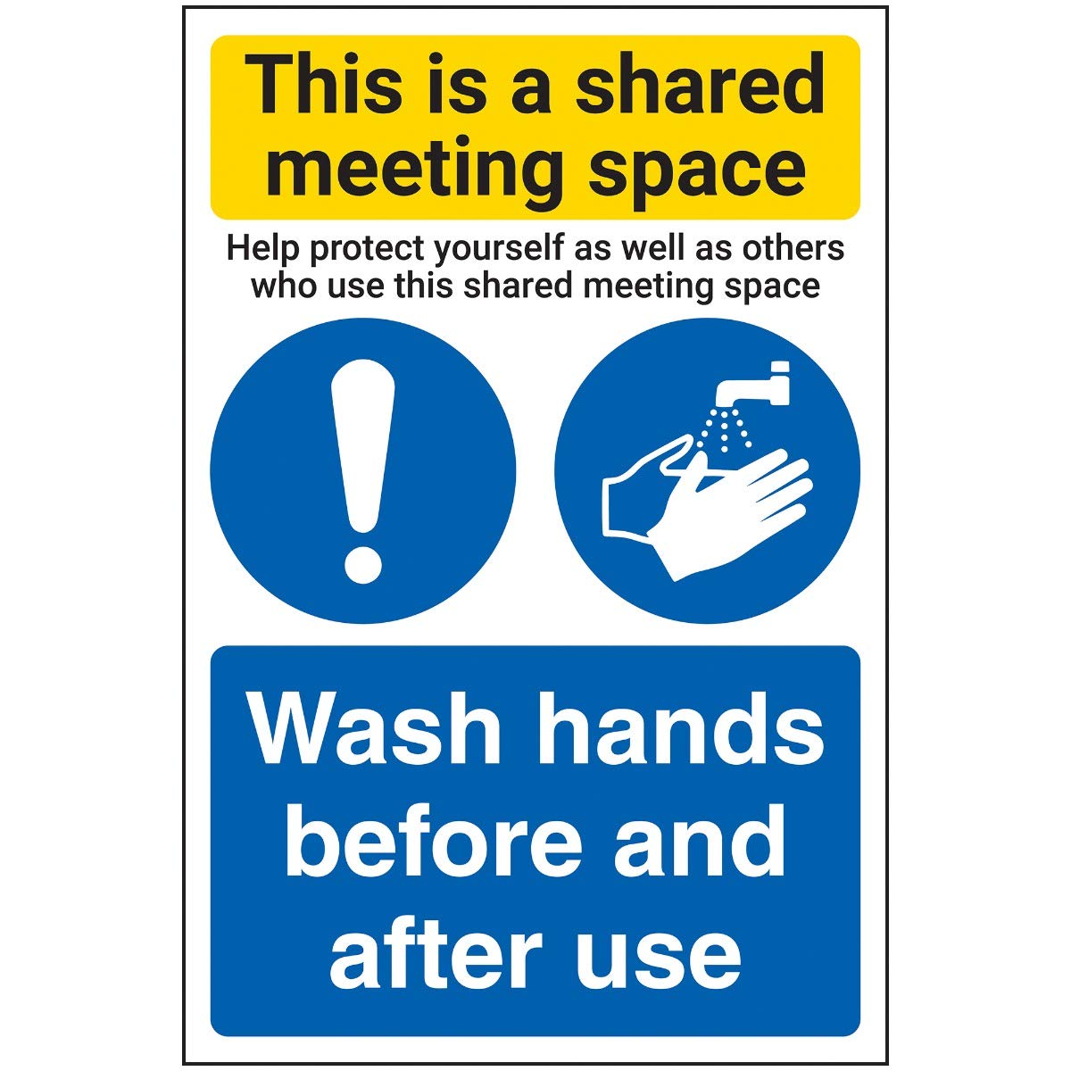Vsafety Shared Meeting Space/Wash Hands - 200mm x 300mm - Self Adhesive Vinyl