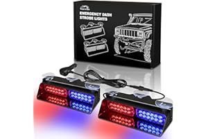 Tiannor Emergency Dash Strobe Lights,Red Blue Police Safety Flashing Hazard Windshield Visor Lights,Traffic Advisor Light Bar for Patrol Vehicles, Tow/Plow Trucks Cars(2x9 inch, 48LEDs)