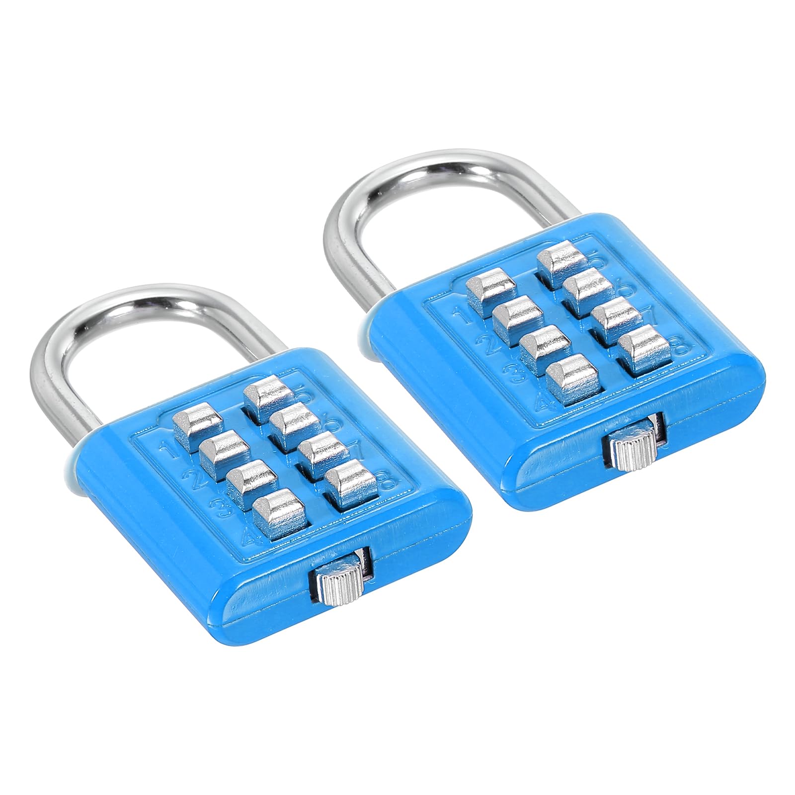 PATIKIL 8 Digit Button Combination Padlock, 2 Pack 4 Position Locking Mechanism Push Button Security Digital Lock for Gym Sports Locker Cabinet Toolbox, Blue