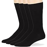 7BigStars Mens Dress Socks – 4 Pack Viscose From Bamboo Crew Fit, Solid or Patterned, Thin Seamless Breathable Business