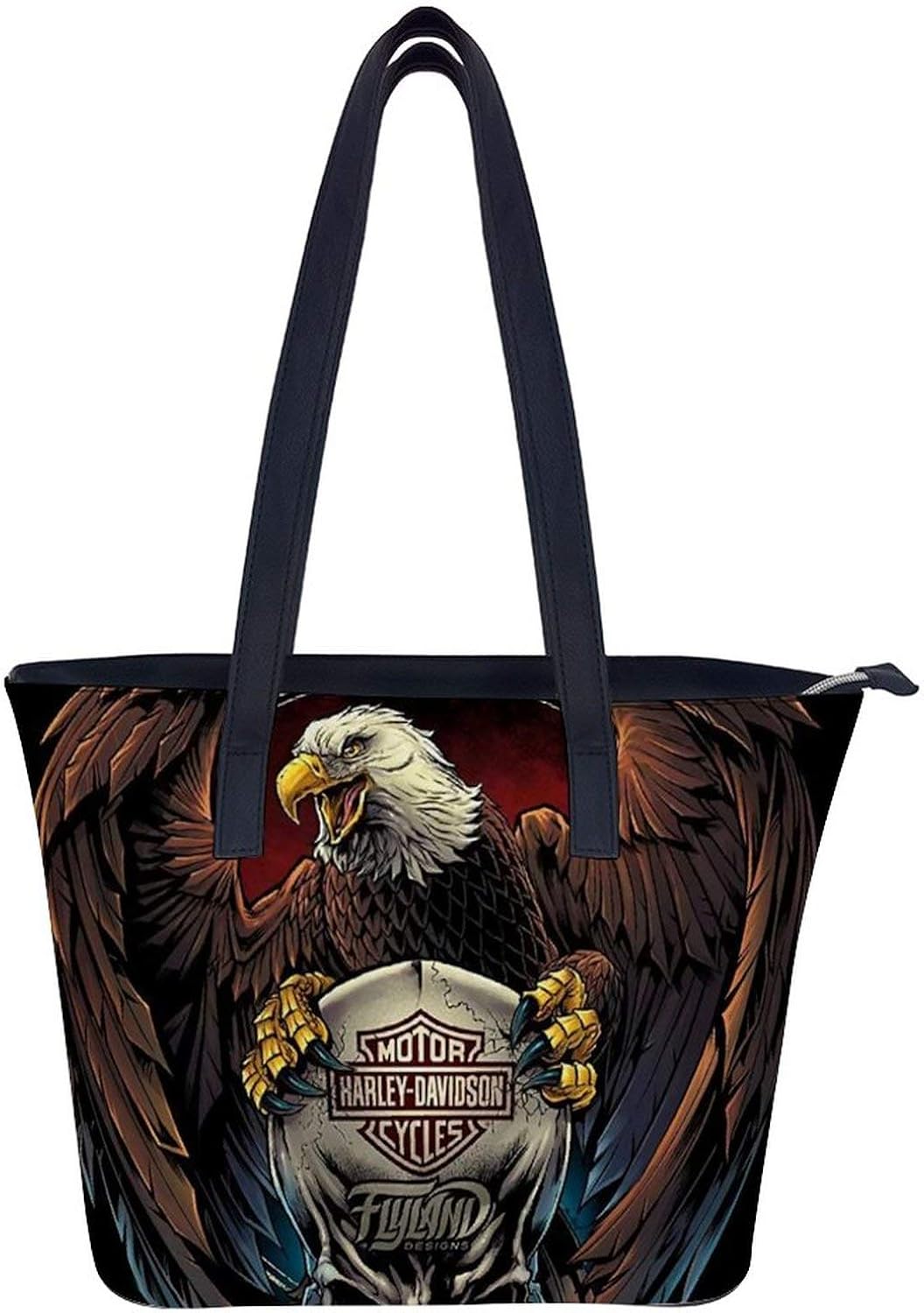 Harley Davidson Vintage Leather Tote Shoulder Bag Handbag Big Large