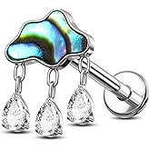 Jewseen G23 Titanium Helix Earrings 16G Cartilage Piercing Jewelry Dangle Flat Back Cartilage Earring Studs Internally Threaded Tragus Conch Piercing Jewelry for Women