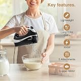 VonShef Hand Mixer Electric Whisk 5 Speeds 300W 2 Beaters 2 Hooks Balloon view 2