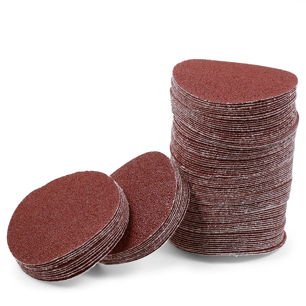 LEONTOOL Sanding Discs 3 Inch 60 Grit Hook and Loop Sandpaper 100Pcs Sanding Pad NO-Hole Aluminum Oxide Random Orbital Sander