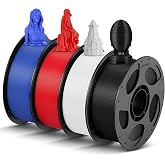 ANYCUBIC High Speed 3D Printer Filament 1.75mm Bundle, Rapid PLA Filament with High Prints Quality, Dimensional Accuracy +/- 0.02mm, 1KG Reusable Spool, 4KG Black +White + Blue + Red