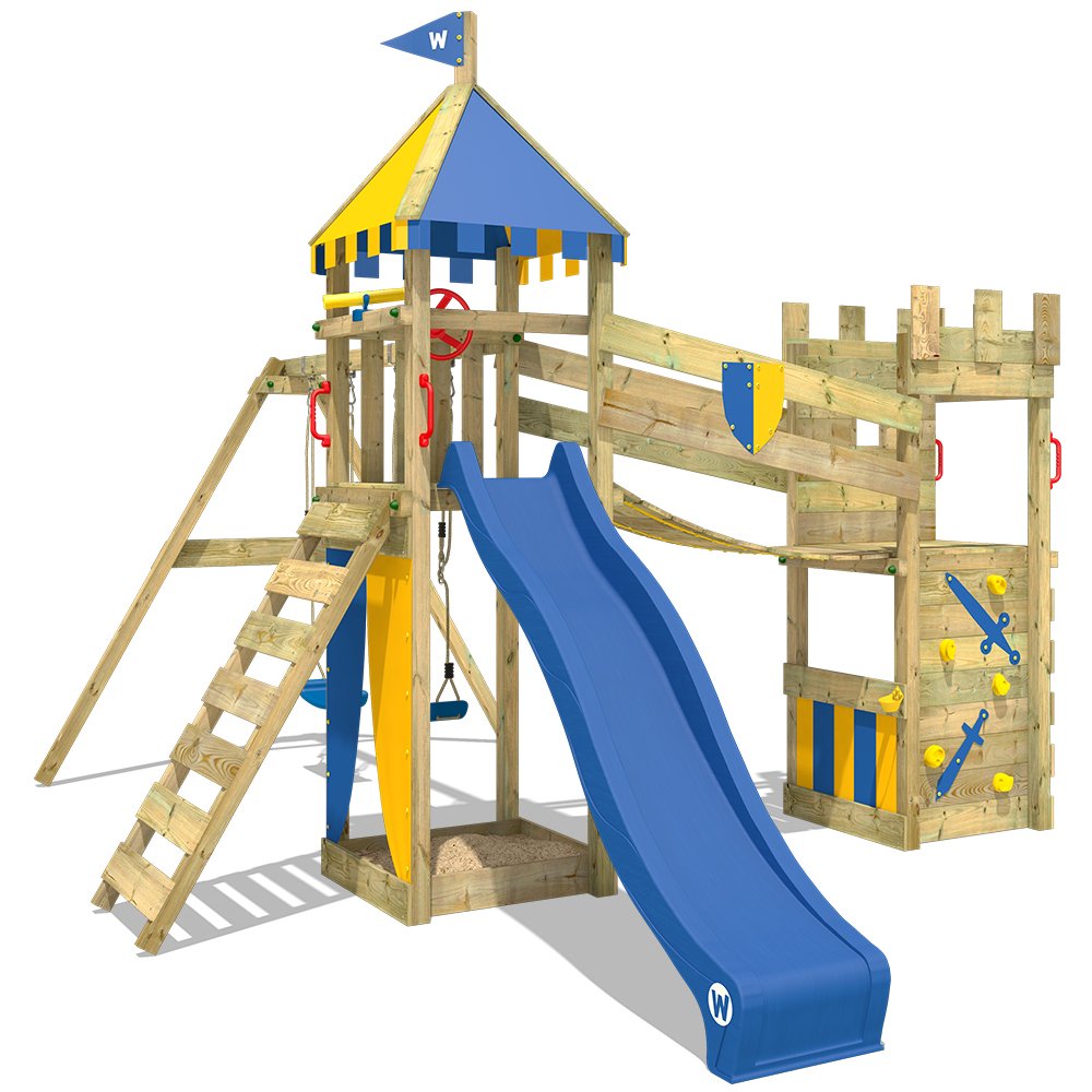 WICKEY Castello Smart Hero Parco giochi con scivolo ponte WICKEY Castello Smart Hero Parco giochi con scivolo ponte oscillante sabbiera e parete di arrampicata Amazon Giochi e giocattoli