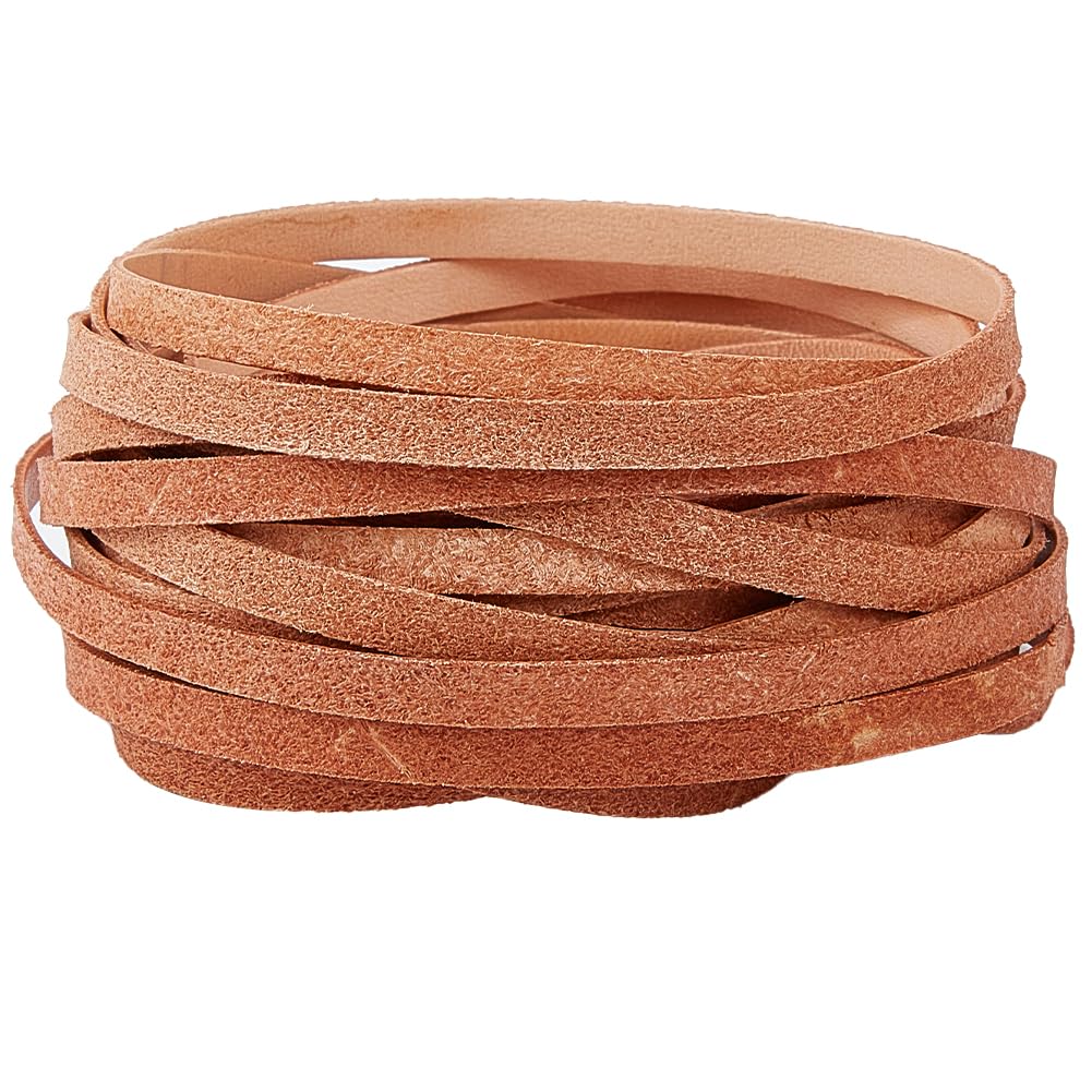 GORGECRAFT 5M Genuine Leather Strips String 5mm Wide Cowhide Leather Strap Rope 1mm Thick Flat Leather Cord Braiding Thread for Bracelets Jewelry Making Collars Guitar Belts Boot Lace DIY Craft, Peru