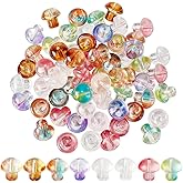 PH PandaHall 80pcs Mushroom Glass Beads 8 Colors Transparent Glass Beads Mushroom Craft Beads Lampwork Mushroom Bead for Jewelry DIY Craft Cake Decor Necklace Bracelet Earring Making, 1.6mm Hole