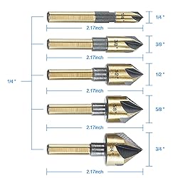 Countersink Drill Bit Set, 5 Pieces High Speed