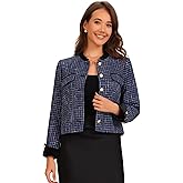 Allegra K Women's Tweed Blazer Vintage Button Winter Fall Work Office Short Jacket Coat