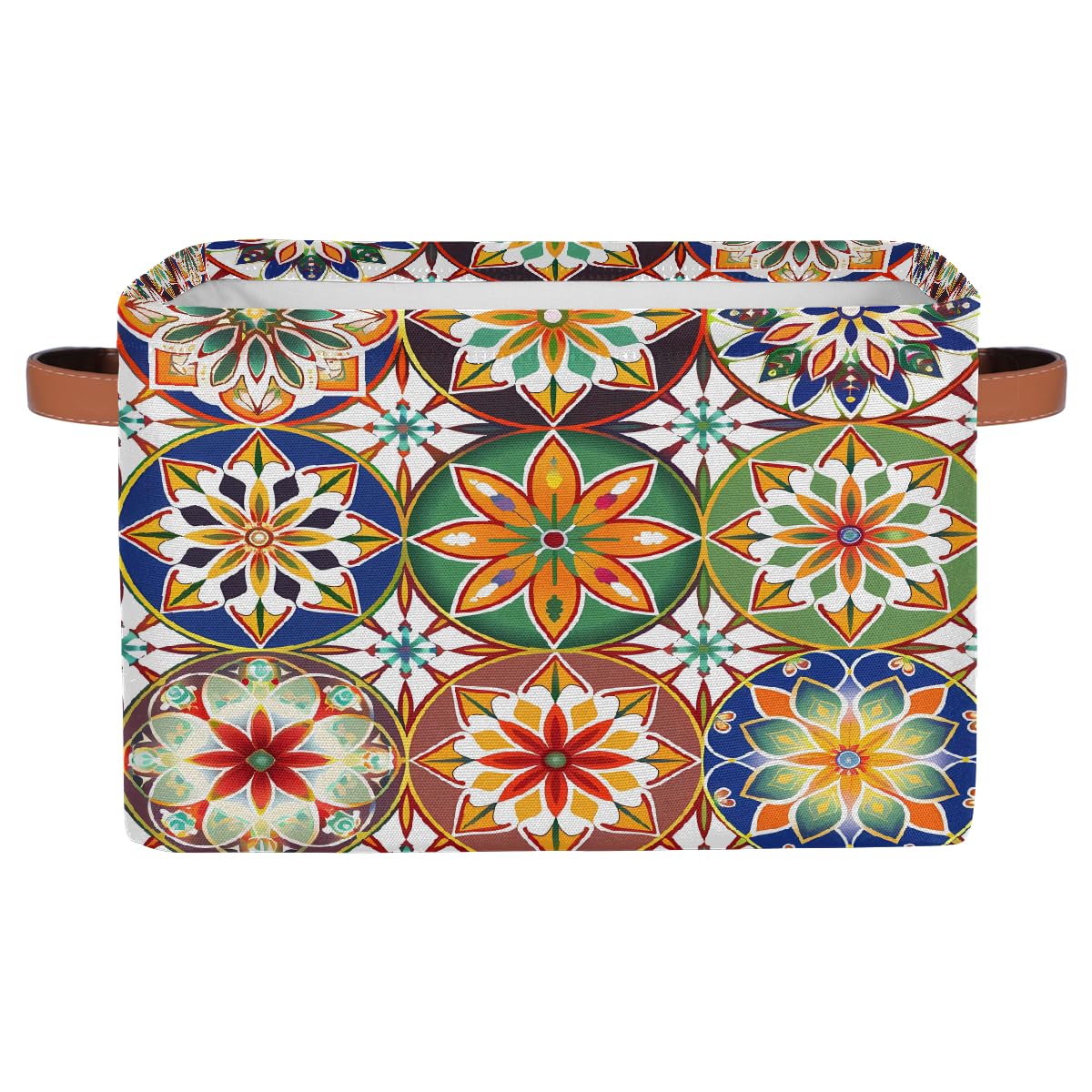 Photo 1 of YPPAHHHH Mandala Flowers Storage Baskets for Organizing, Fabric Collapsible Storage Bins Box Ethnic Boho Decorative Toy Organizer Baskets for Closet Shelves Gift Basket 1 Pc