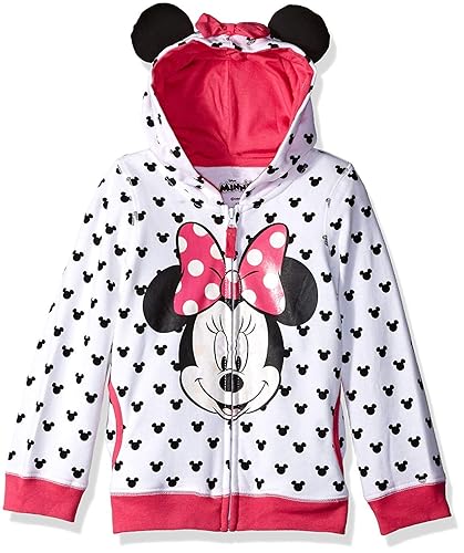 Disney girls Minnie Hoodie Bow Ear Hooded Sweatshirt, White, 5T