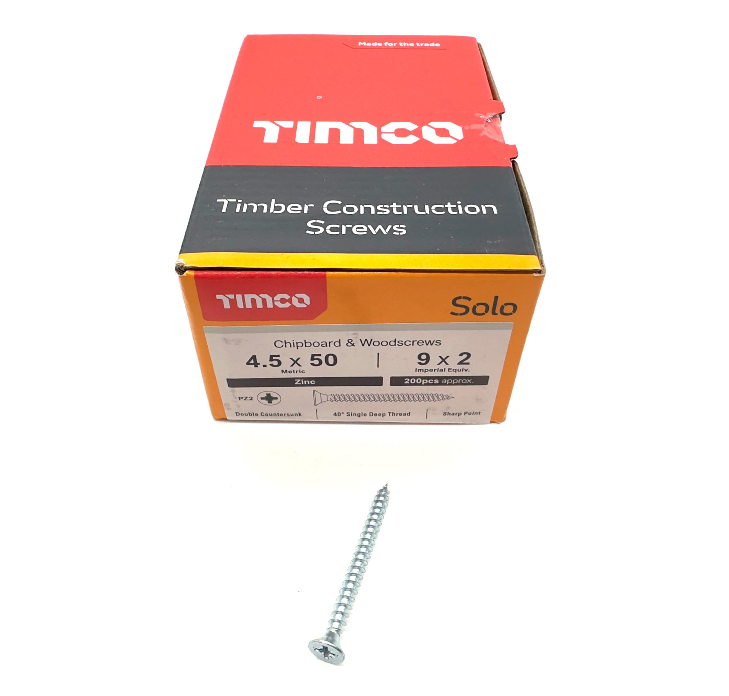 200 Pcs Silver Wood Screws Double Countersunk General Purpose (4.5mm x 50mm)