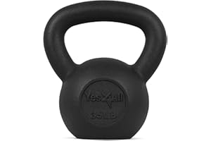 Yes4All Cast Iron Kettlebell, Strength Training Kettlebells 5-80 Lb (5,10,15,20,25,30,35,40,45,50,60,70,80 Lb) for Full Body Workout, Push up, Strength Training - Single & Kettlebell Set of 2 for Men