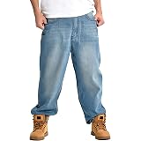 QBO Men's Baggy Jeans Denim Sweatpants – Loose Fit Cargo Pants, US Size 38 / Tag 40, Cotton Comfort - View #11