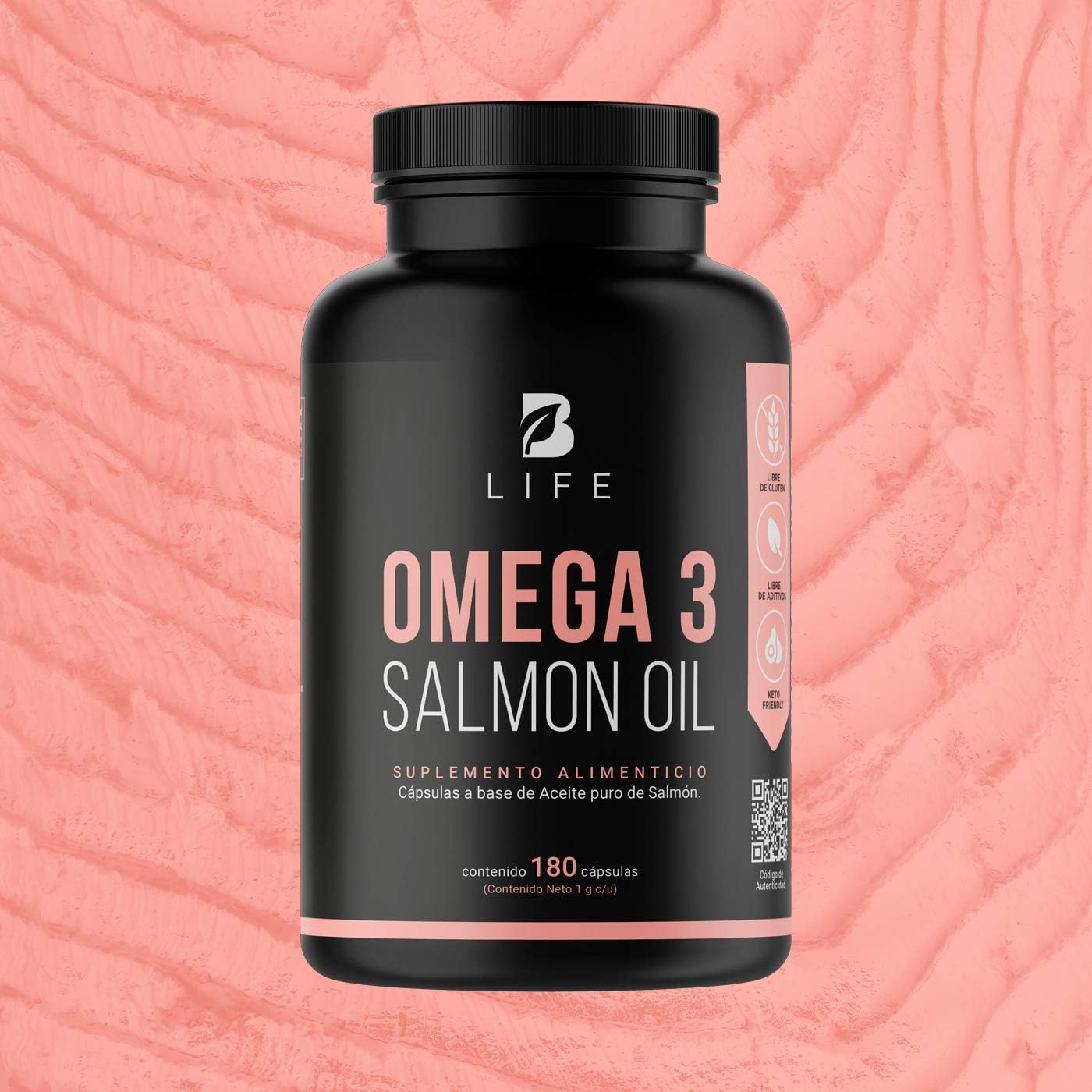 Omega 3 de Salmón 180 Cápsulas, Aceite puro de Salmón (EPA DHA) B Life