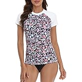 LRD Women's Short Sleeve Rash Guard Shirts UPF 50 Quick Dry Active Swim Shirt