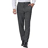 Lars Amadeus Men's Striped Dress Pants Straight Fit Color Block Business Stripe Trousers