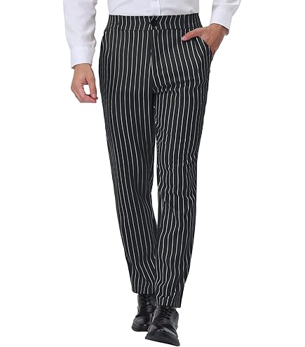 Maiyifu-GJ Men Slim Stretch Dress Pant Pinstripe Skinny Comfort