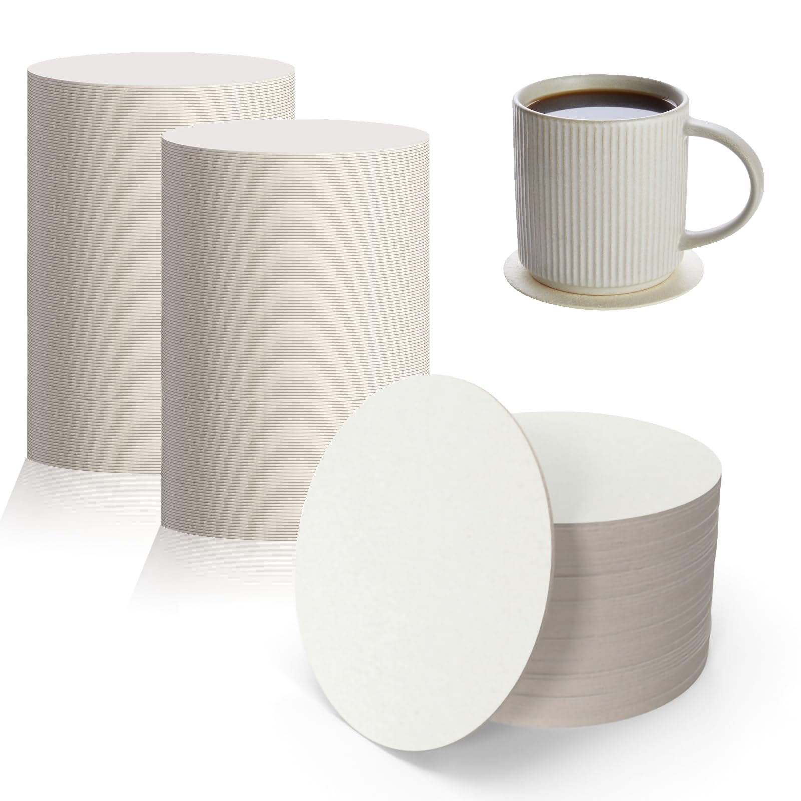 Photo 1 of NESSDOVE Disposable Paper Coasters - Bulk Blank White Paper Coasters for Crafts and Drinks - Highly Absorbent and Versatile (200, Round)