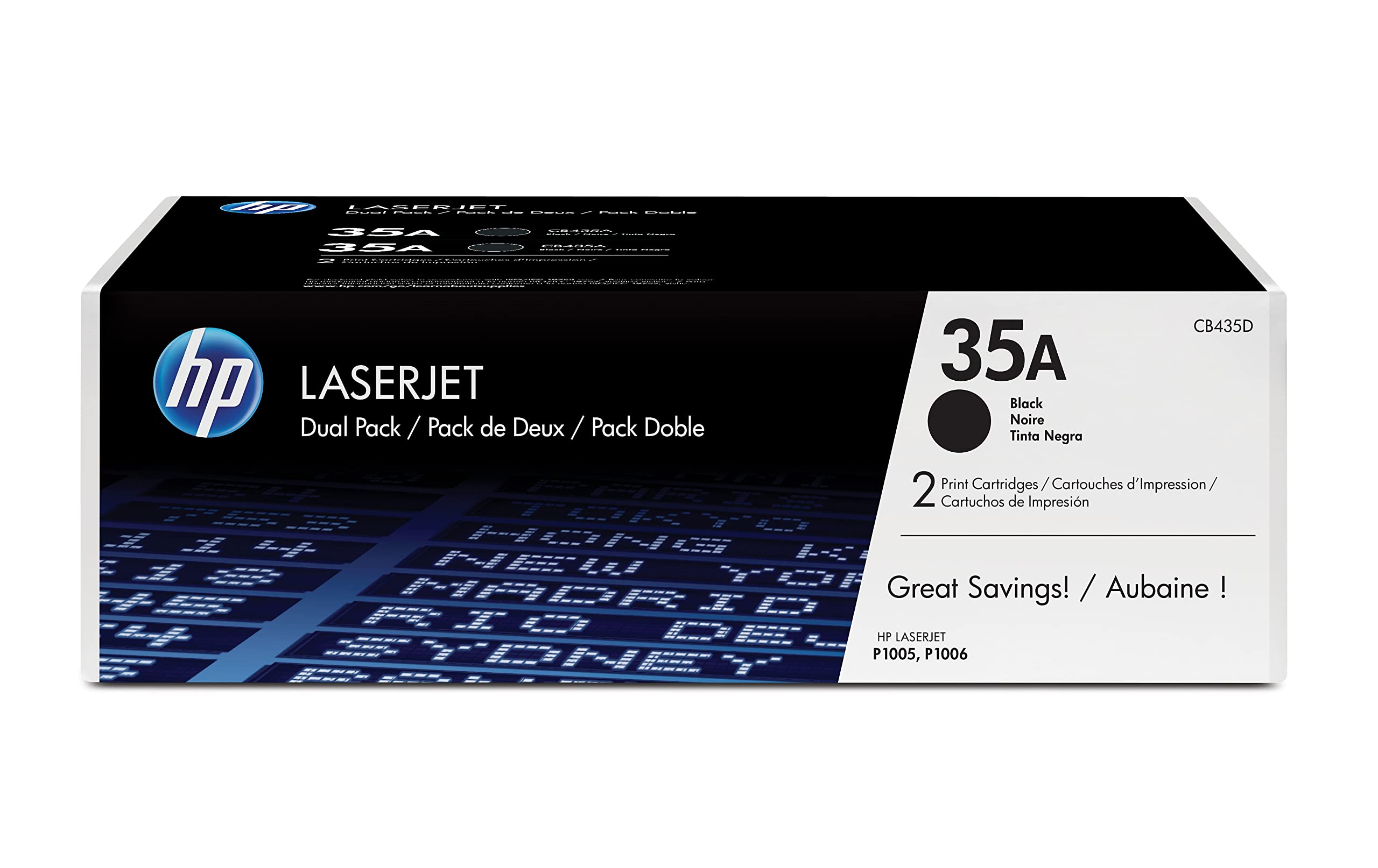 HP CB435AD 35A Original LaserJet Toner Cartridges, Black, Multipack
