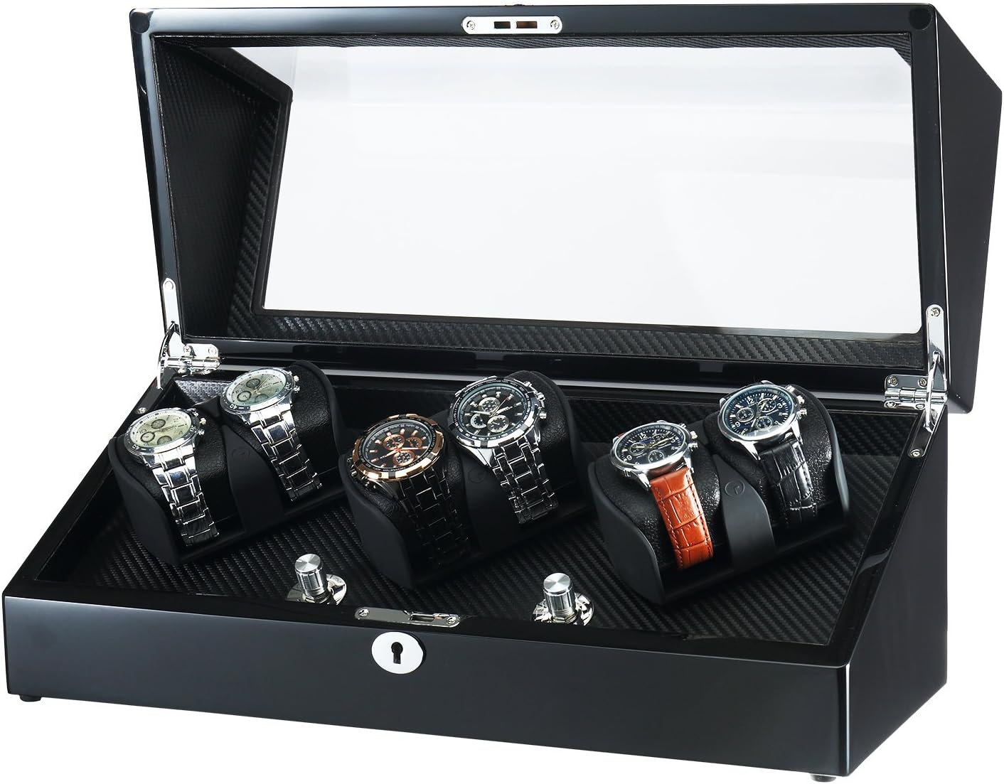 OLYMBROS 3 Rotors Automatic Watch Winder for 6 Watches with LED Light
