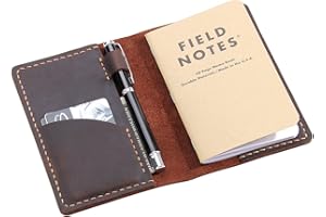 ROBRASIM Leather Journal Cover for Field Notes, Notebook Cover for Moleskine Cahier, Handmade Vintage Leather Cover for 3.5" x 5.5" Notebooks, Coffee