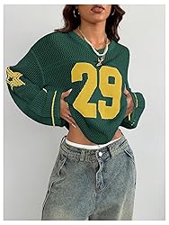 BEAUDRM Women's Y2k Jersey Shirt Oversized Graphic