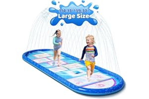 LADER Splash Pad Sprinkler for Playing, Thicken Sprinkler & Splash Water Game Play Mat, 114" x 39", Summer Outdoor Backyard Water Toys Gifts, Splash Pad Water Game Toys for Kids 4-8 Age 3+ Boys Girls