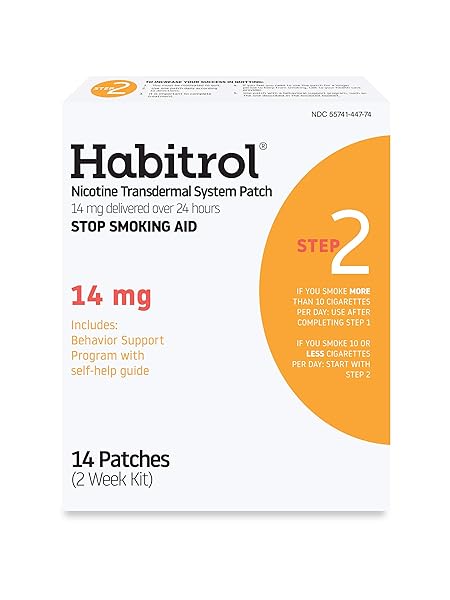 HABITROL NICOTINE TRANSDERMAL SYSTEM PATCH | STOP SMOKING AID | STEP 2 (14 MG) | 14 PATCHES (2 WEEK KIT) | PACKAGING MAY VARY