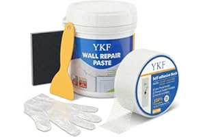 YKF Drywall Repair Kit (18 oz) - Spackle Wall Repair Paste with Scraper & Self-Adhesive Mesh - Quick Dry, Waterproof Wall Mending Agent for Holes, Cracks, Nail Holes, Dents, Graffiti (White)