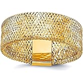 JewelryWeb 7.5mm 10k Solid Yellow Gold Polished Textured Stretch Ring Ring for Women