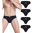 wirarpa Men's 100 Cotton Briefs Underwear No Fly Covered Waistband 4 Pack