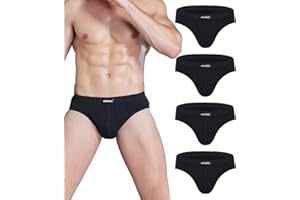 wirarpa Men's 100 Cotton Briefs Underwear No Fly Covered Waistband 4 Pack