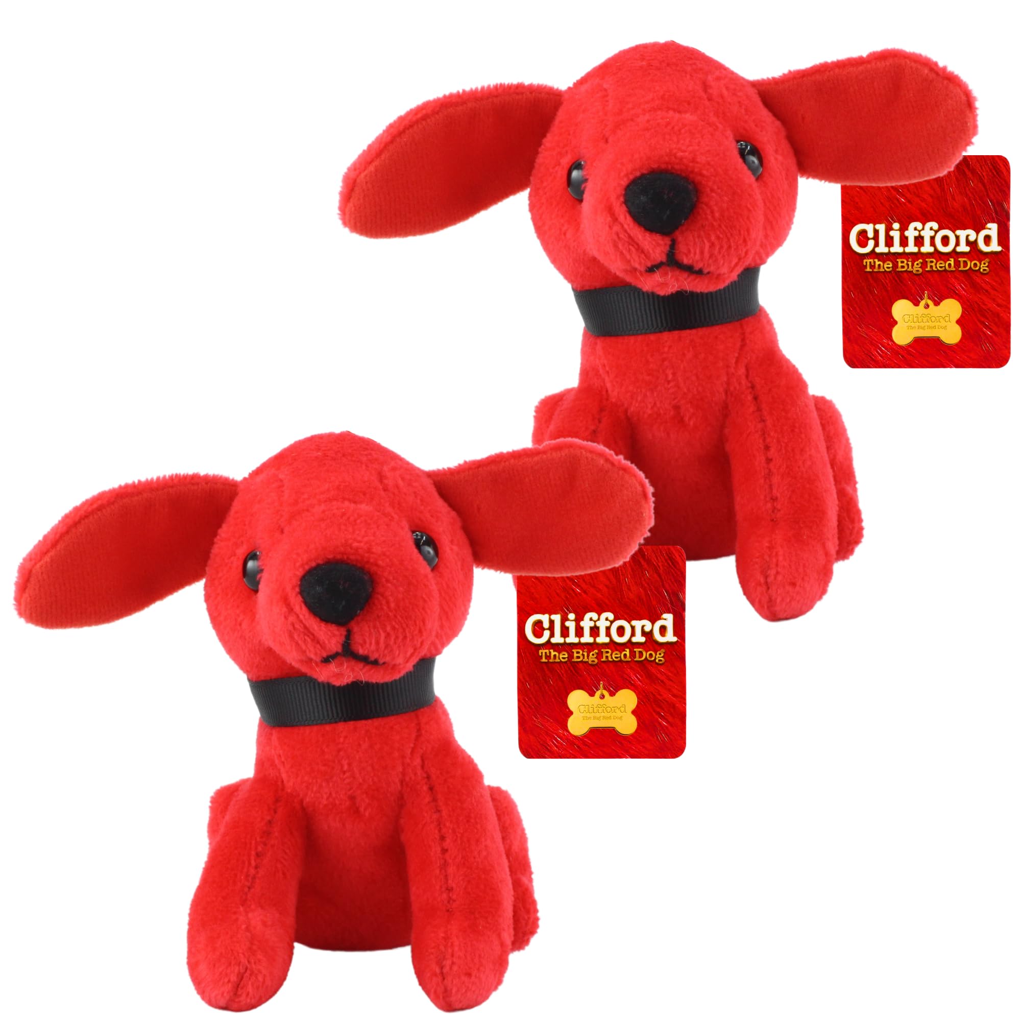 Toptoys2u Bargain Bundles Clifford The Big Red Dog Super Soft Gift Quality 4" 10cm Plush- Twin Pack